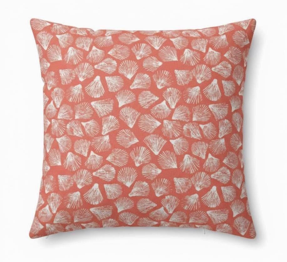 Seashells Coral Cushion Cover: Handmade Cotton Throw Pillow