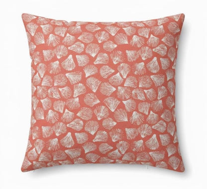 Seashells Coral Cushion Cover: Handmade Cotton Throw Pillow