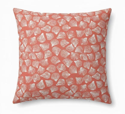 Seashells Coral Cushion Cover: Handmade Cotton Throw Pillow