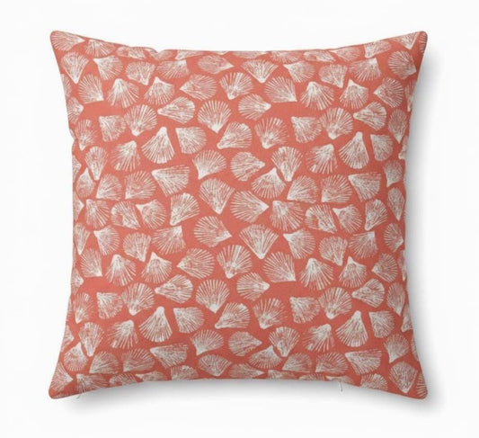 Seashells Coral Cushion Cover: Handmade Cotton Throw Pillow