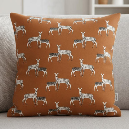 Woodland Autumn Deer Orange Cushion Cover