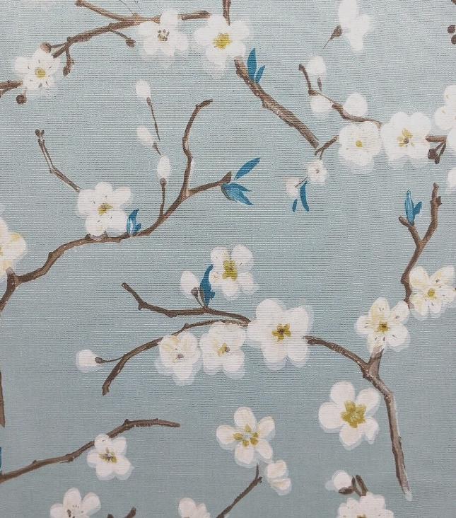 Japanese Cherry Blossom Floral Cushion Cover , Marine Blue Floral Throw Pillow
