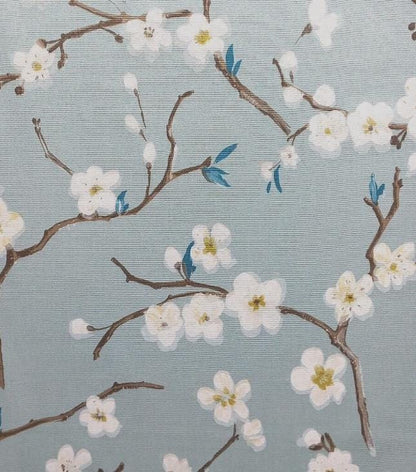 Japanese Cherry Blossom Floral Cushion Cover , Marine Blue Floral Throw Pillow