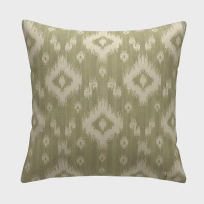 Ikat Geometric Diamond Green Cushion Cover, Handmade