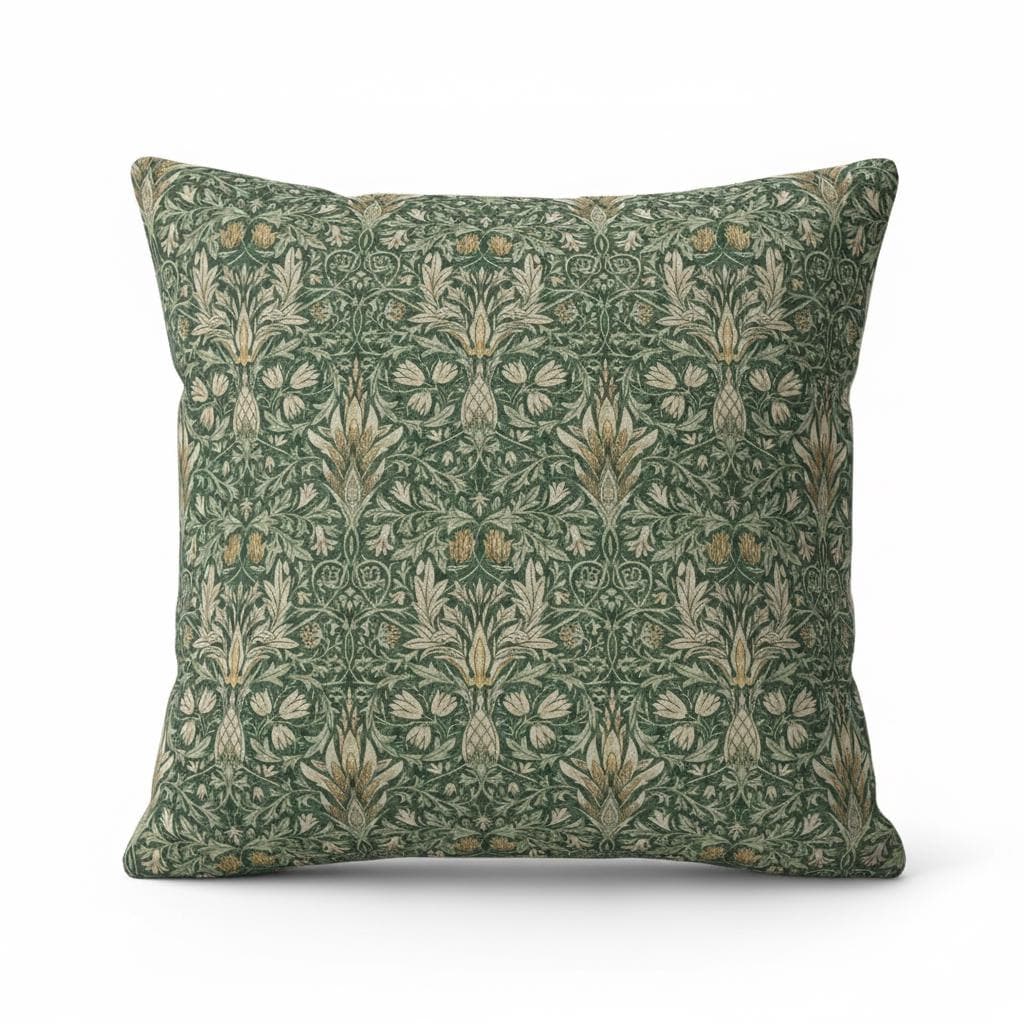 William Morris Snakeshead Forest Green Cushion Cover , Floral Throw Pillow , Handmade UK