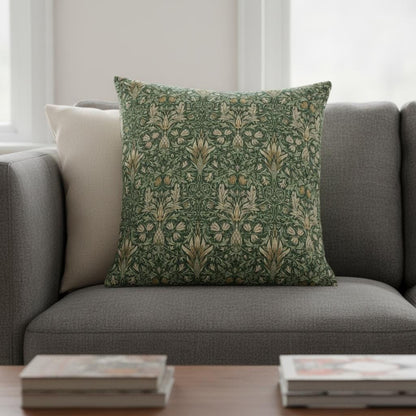 William Morris Snakeshead Forest Green Cushion Cover , Floral Throw Pillow , Handmade UK