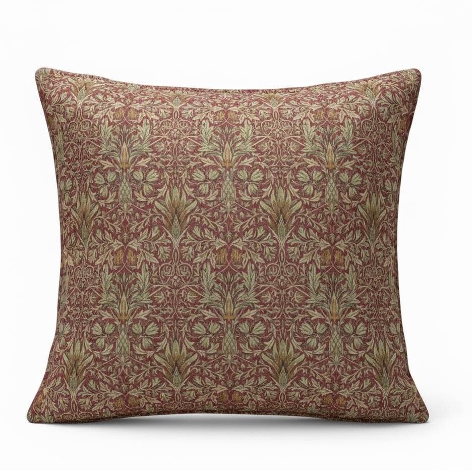 William Morris Cushion Cover Snakeshead Wine Red , Floral Throw Pillow , Handmade UK