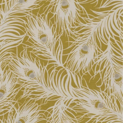 Harper Peacock Feather Ochre Yellow Cushion Cover , Throw Pillow , Handmade UK