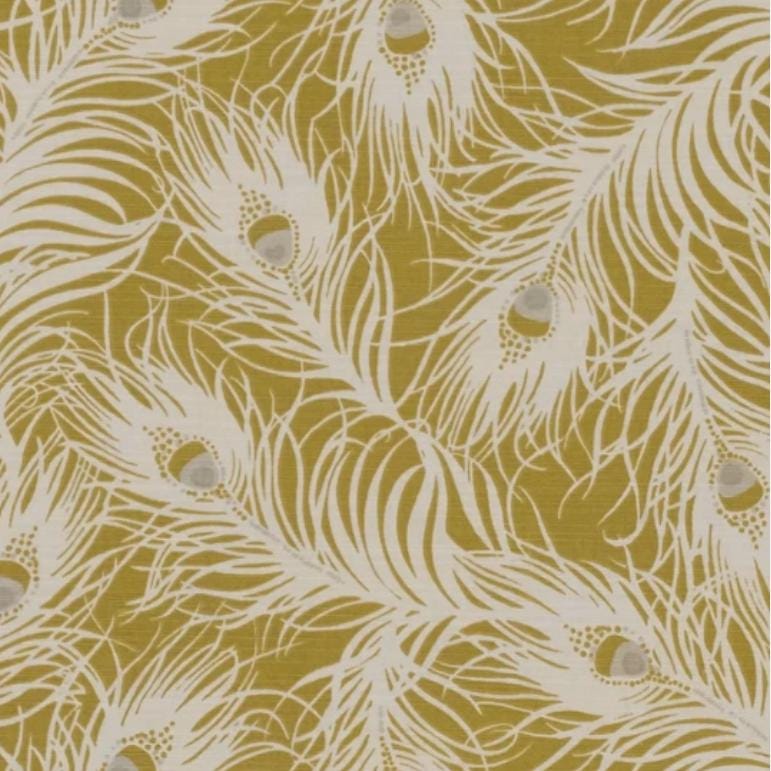 Harper Peacock Feather Ochre Yellow Cushion Cover , Throw Pillow , Handmade UK
