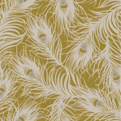 Harper Peacock Feather Ochre Yellow Cushion Cover , Throw Pillow , Handmade UK