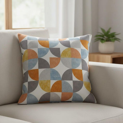 Retro Geometric Spiral Tangerine Cushion Cover