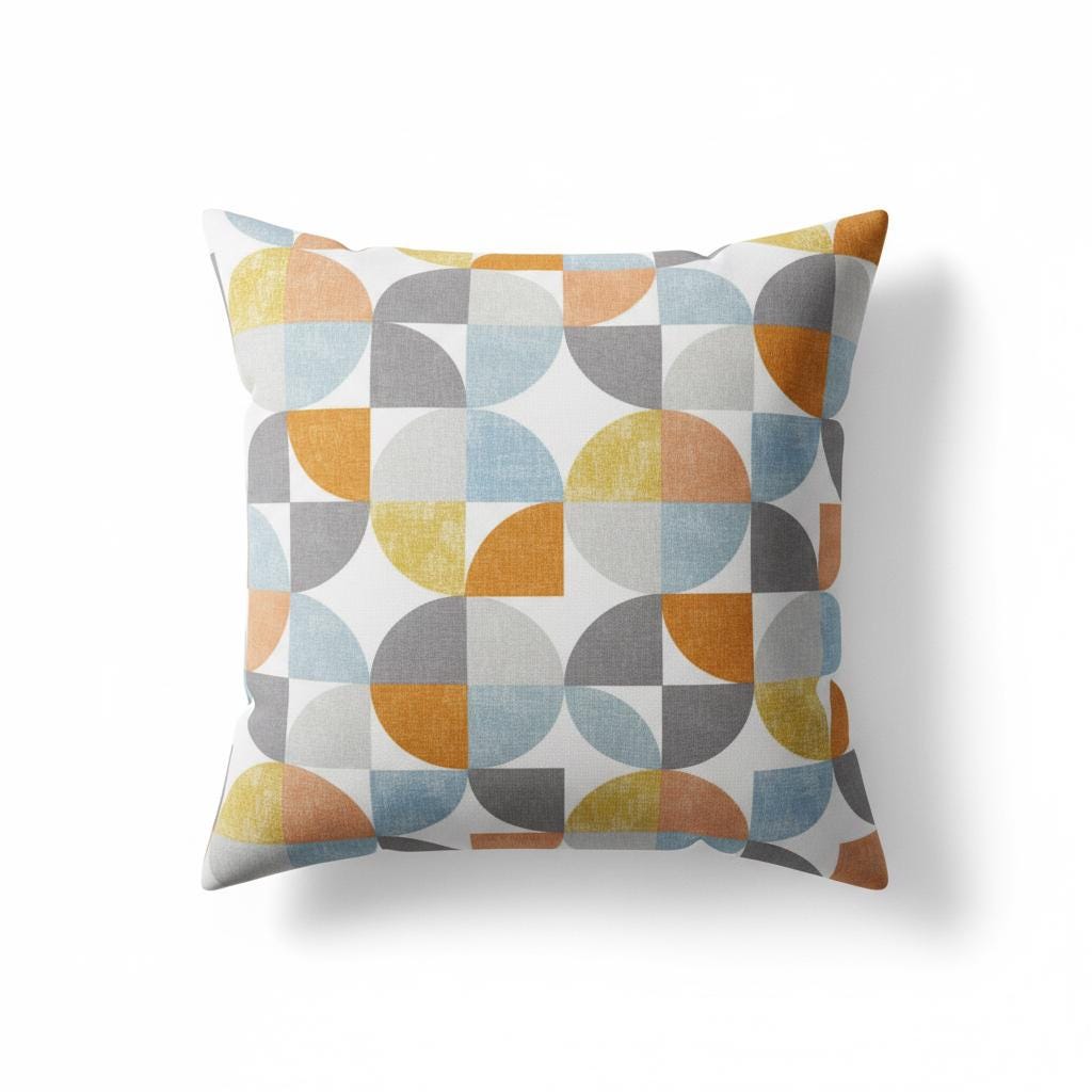 Retro Geometric Spiral Tangerine Cushion Cover