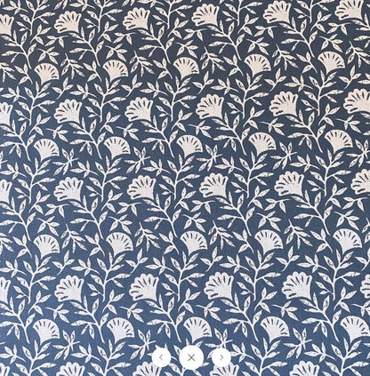 Floral Melby Midnight Blue Cushion Cover , Handmade Cotton Throw Pillow