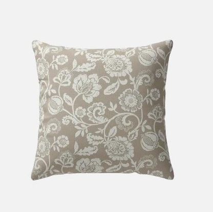 Eliza Tapestry Floral Cushion Cover , Natural Beige Cotton Throw Pillow , Handmade UK