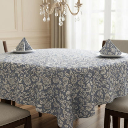 Eliza Tapestry Flowers Chambray Tablecloth , Round Oval Rectangle , Handmade UK