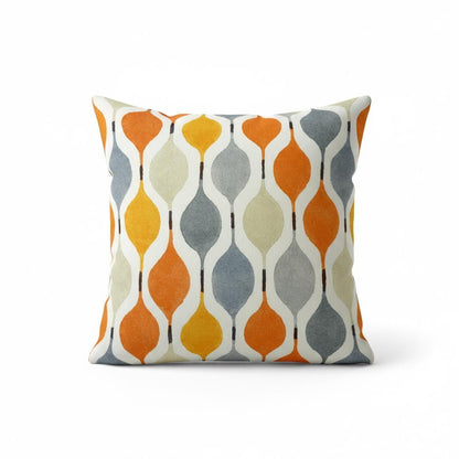 Geometric Orange Cushion Cover , Cotton Throw Pillow , Handmade UK