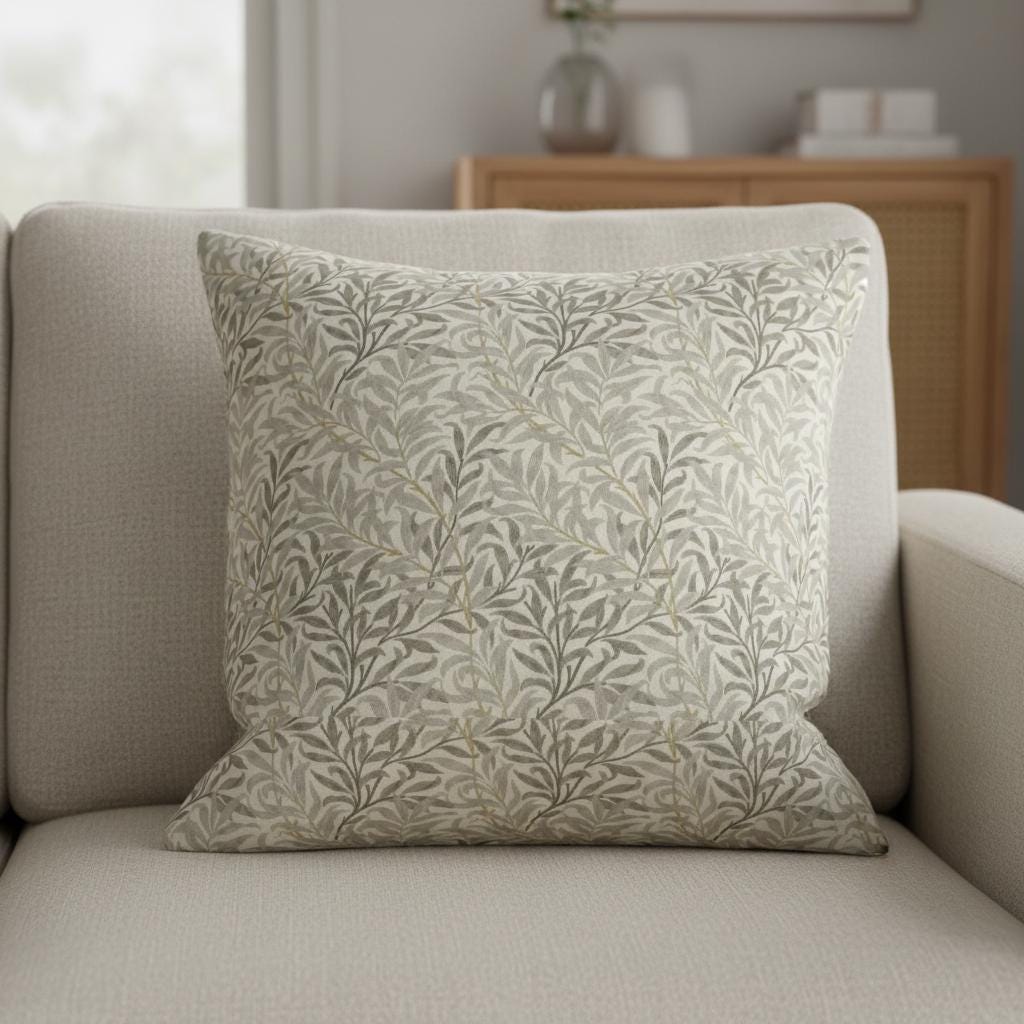 William Morris Willow Bough Natural Cushion Cover , Leaf Leaves Pillow cover