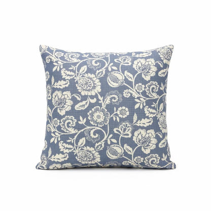 Eliza Tapestry Flowers Cushion Cover , Chambray Blue Throw Pillow , Handmade UK