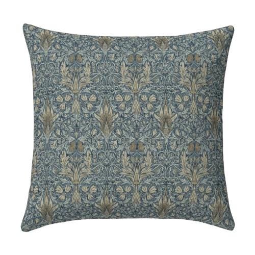 William Morris Snakeshead Cushion Cover , Floral Denim Blue Throw Pillow , Handmade UK