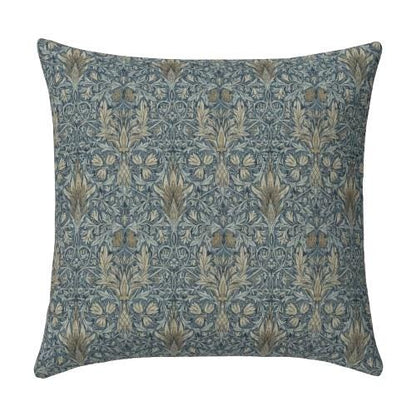 William Morris Snakeshead Cushion Cover , Floral Denim Blue Throw Pillow , Handmade UK
