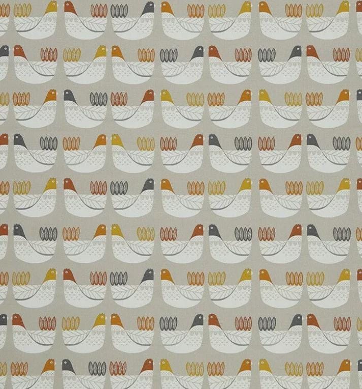 Tangerine Cluck Cluck Hens Cushion Cover , Handmade UK