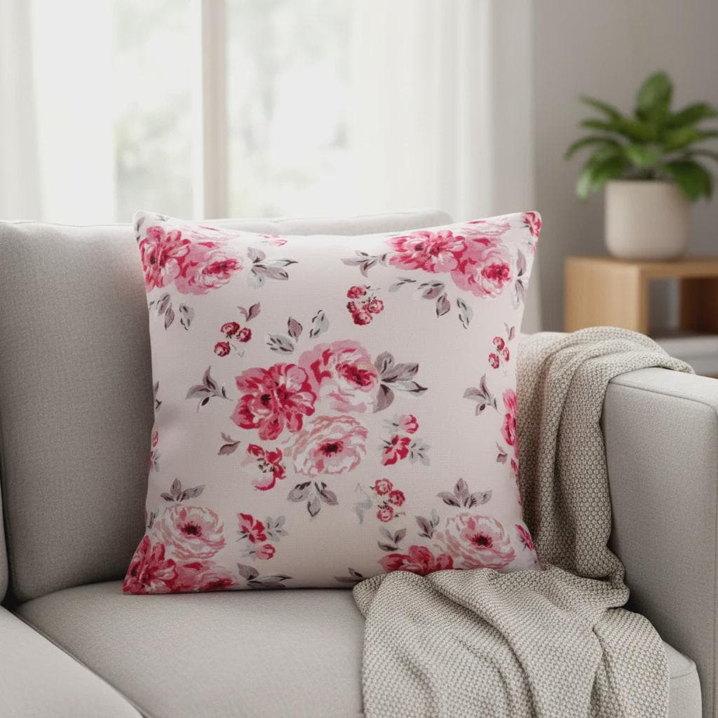 Cath Kidston Brampton Bunch Raspberry Cushion Cover , Vintage Rose Pillow cover