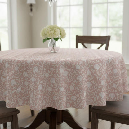 Scandi Floral Melby Blush Pink Tablecloth , Round Oval Square Rectangle , Handmade UK