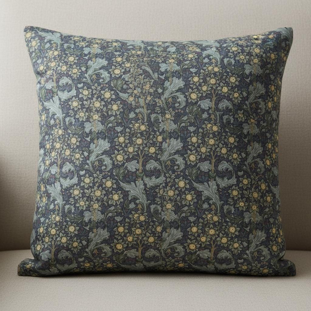 William Morris Orchid Bluebell Cushion Cover , Floral Throw Pillow , Handmade UK