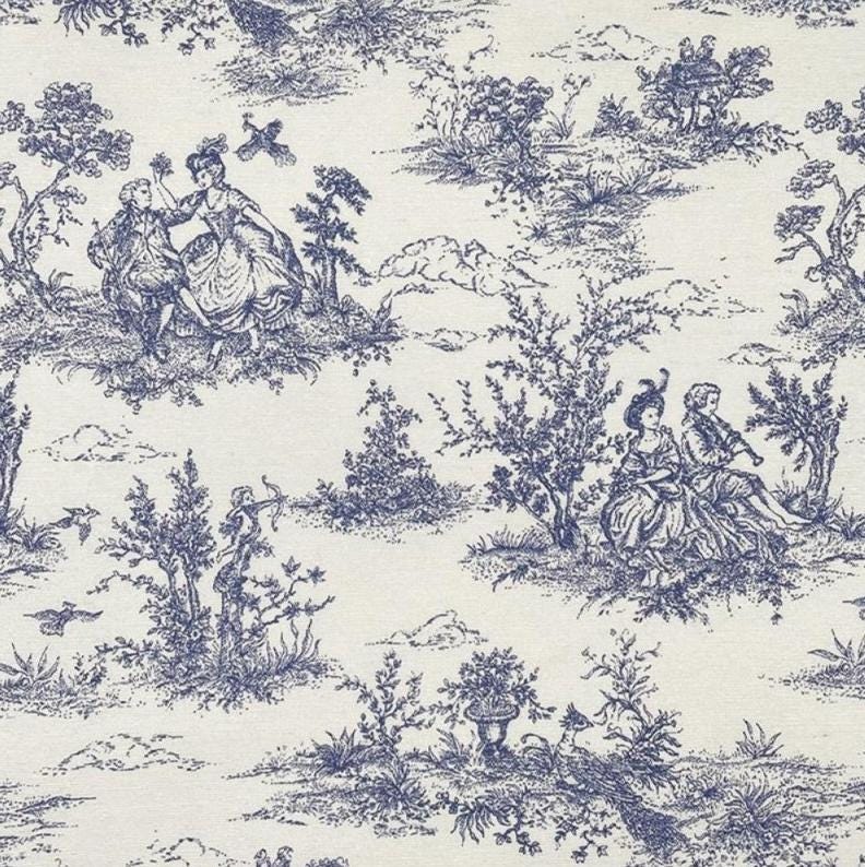 Blue Toile De Jouy Cushion Cover , Vintage French Style Throw Pillow