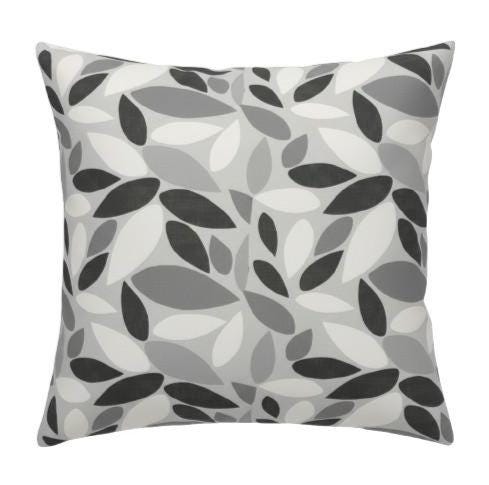 Modern Monochrome Leaf Pattern Cushion Cover , Handmade UK