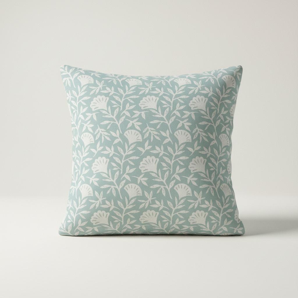 Scandi Floral Melby Blush Mint Cushion Cover , Handmade Cotton Throw Pillow