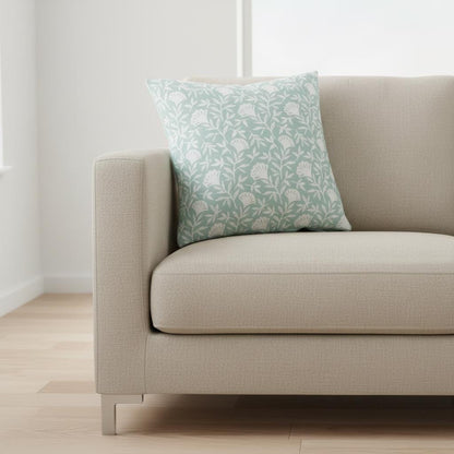 Scandi Floral Melby Blush Mint Cushion Cover , Handmade Cotton Throw Pillow