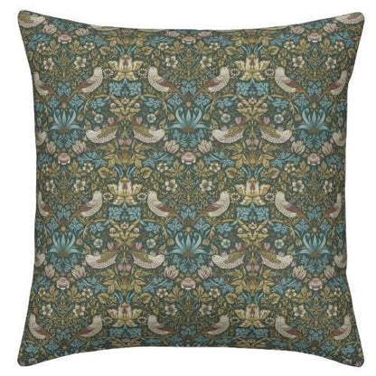 William Morris Strawberry Thief Teal Cushion Cover , Handmade UK