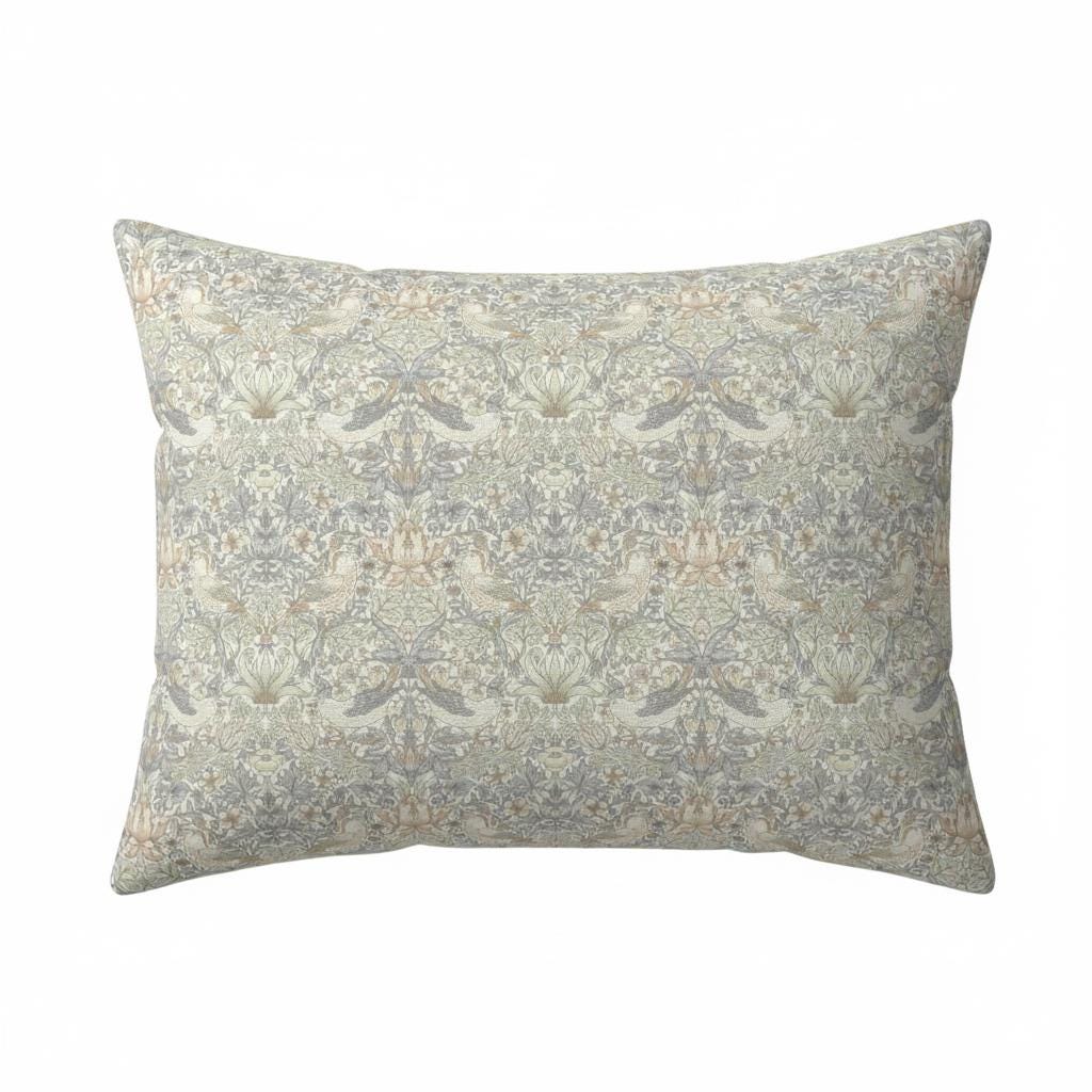 William Morris Strawberry Thief Natural Cushion Cover, Handmade UK