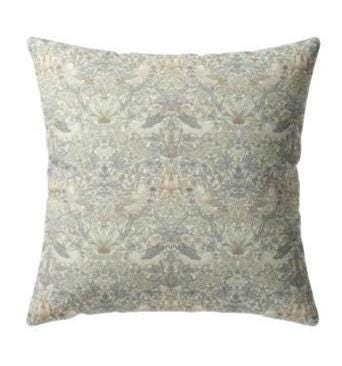 William Morris Strawberry Thief Natural Cushion Cover, Handmade UK
