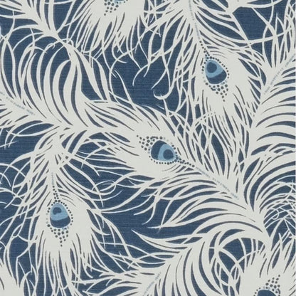 Peacock Feather Navy Blue Cushion Cover, Handmade Cotton Throw Pillow
