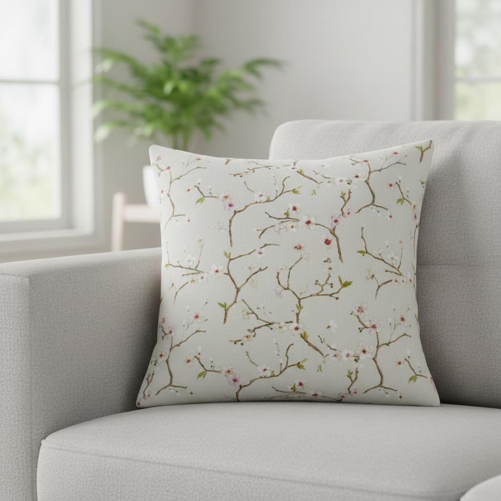 Cherry Blossom Floral Emi Chintz Cushion Cover , Handmade Flowers Throw Pillow