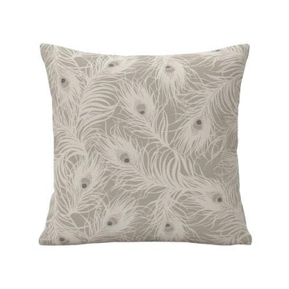 Peacock Feather Natural Cushion Cover, Handmade Cotton Throw Pillow