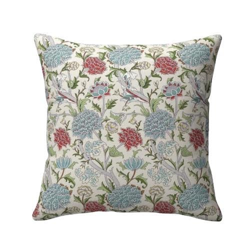 William Morris Cray Floral Paradise Blue Cushion Cover , Cotton Throw Pillow , Handmade UK