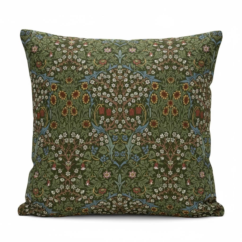 William Morris Blackthorne Floral Forest Cushion Cover , Cotton Throw Pillow , Handmade UK