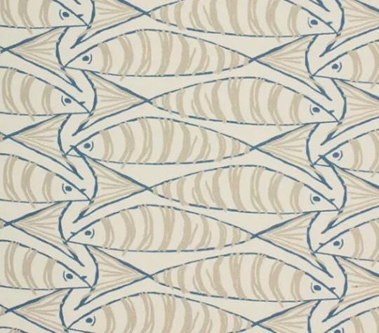 Cornish Sardines Sprats Cushion Cover , Seaside Fish Nautical Throw Pillow , Handmade UK