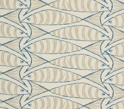 Cornish Sardines Sprats Cushion Cover , Seaside Fish Nautical Throw Pillow , Handmade UK