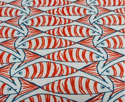 Cornish Sardines Sprats Cushion Cover , Seaside Fish Nautical Throw Pillow , Handmade UK