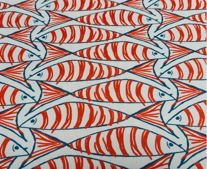 Cornish Sardines Sprats Cushion Cover , Seaside Fish Nautical Throw Pillow , Handmade UK
