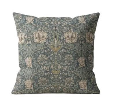 William Morris Honeysuckle Cushion Cover , Steel Grey Throw Pillow , Handmade UK