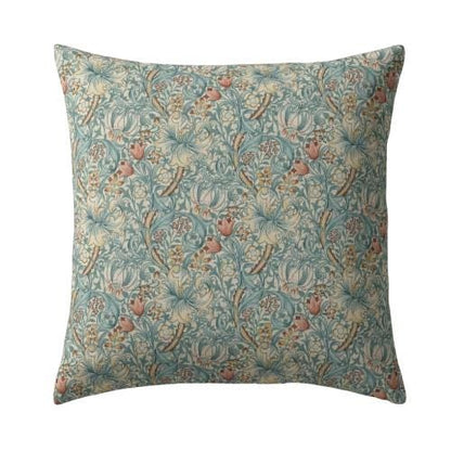 William Morris Golden Lily Cushion Cover , Floral Tourmaline Azure Blue Throw Pillow , Handmade UK