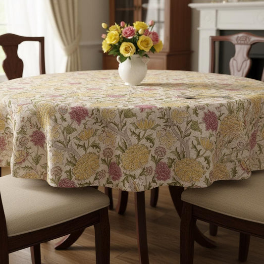 William Morris The Cray Tablecloth Stardust , Floral Table Cloth , Round Oval Rectangle , Handmade UK