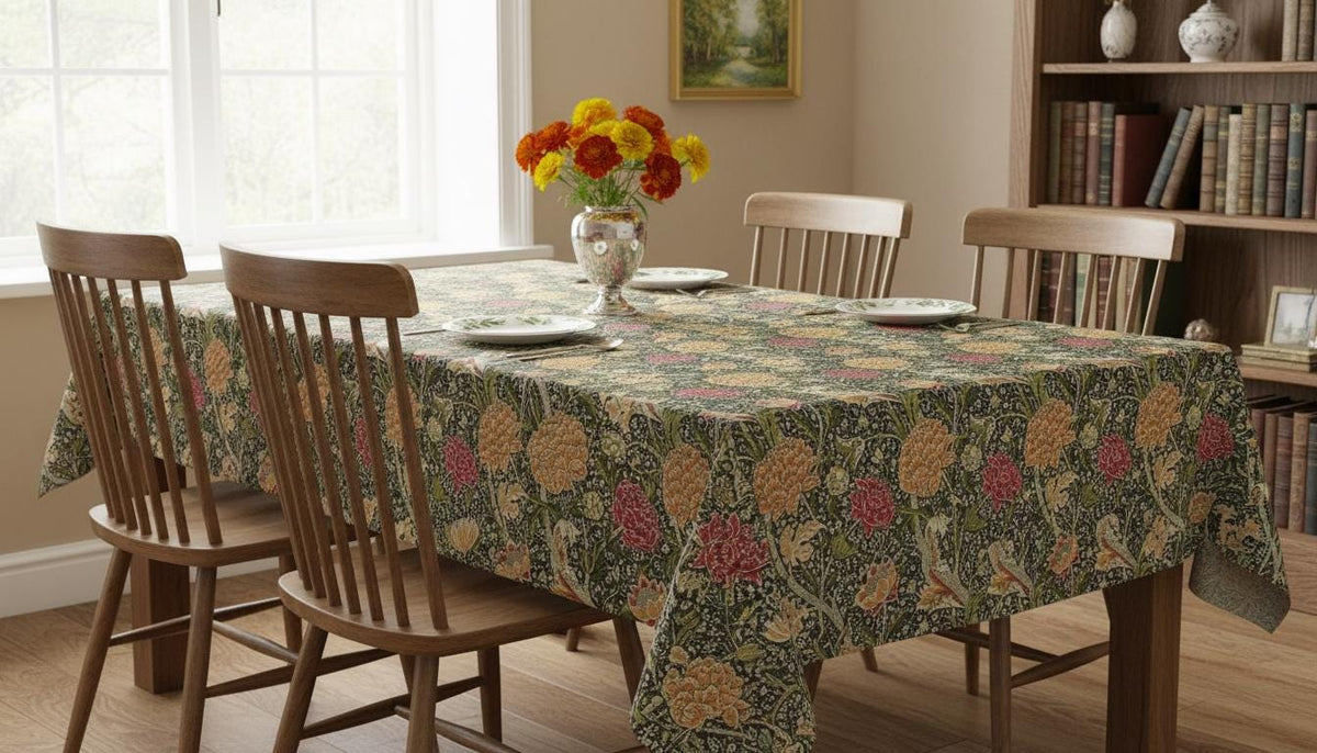 William Morris The Cray Tablecloth Autumn , Floral Table Cloth , Round Oval Rectangle , Handmade UK