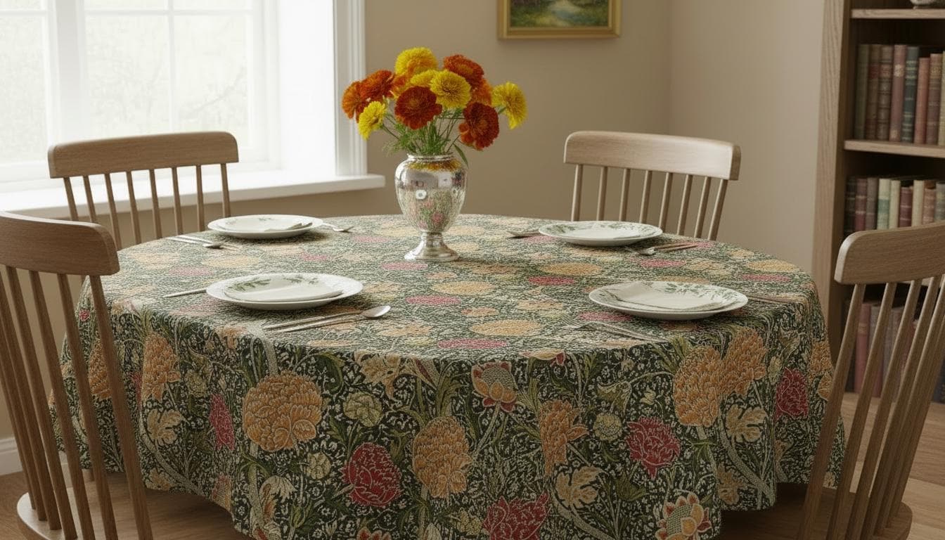 William Morris The Cray Tablecloth Autumn , Floral Table Cloth , Round Oval Rectangle , Handmade UK