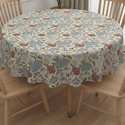 William Morris The Cray Coated Tablecloth Paradise Blue , Water Resistant Teflon Coated , Round Oval Rectangle